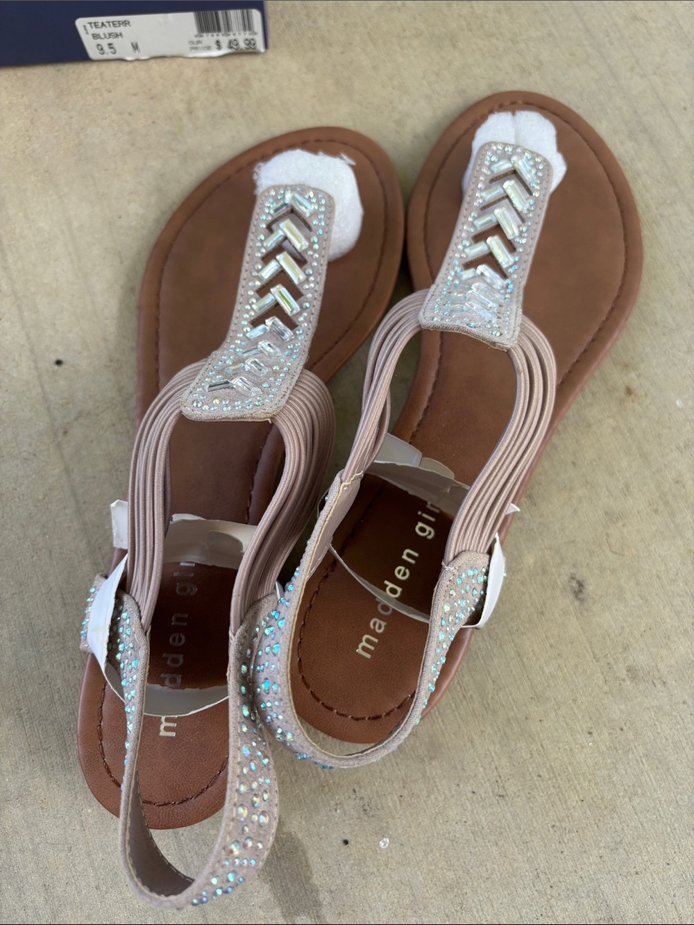 Madden Girl Blush Jeweled Elastic Slingback Sandals